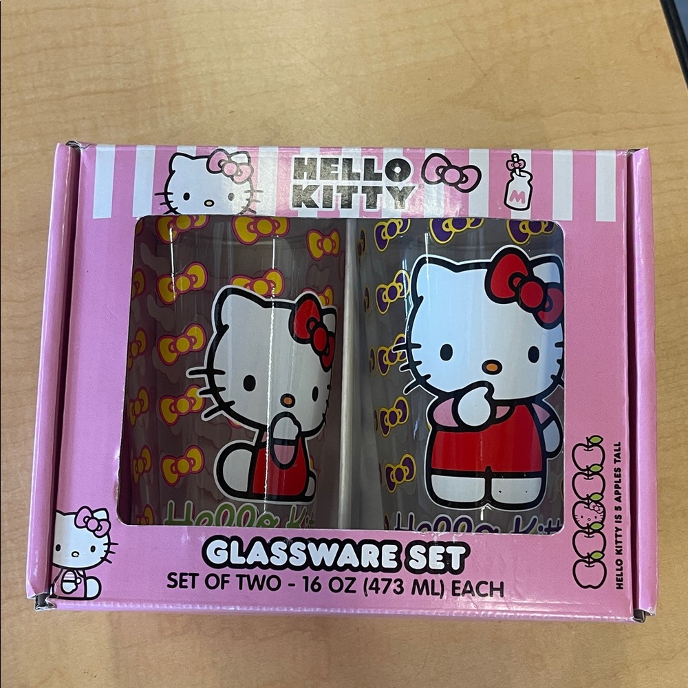 Hello Kitty Red & Pink Glassware Set